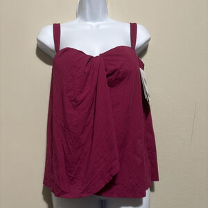 Coco Reef Contours Womens Tankini Top Swimsuit Bandeau Fuchsia New10/34C